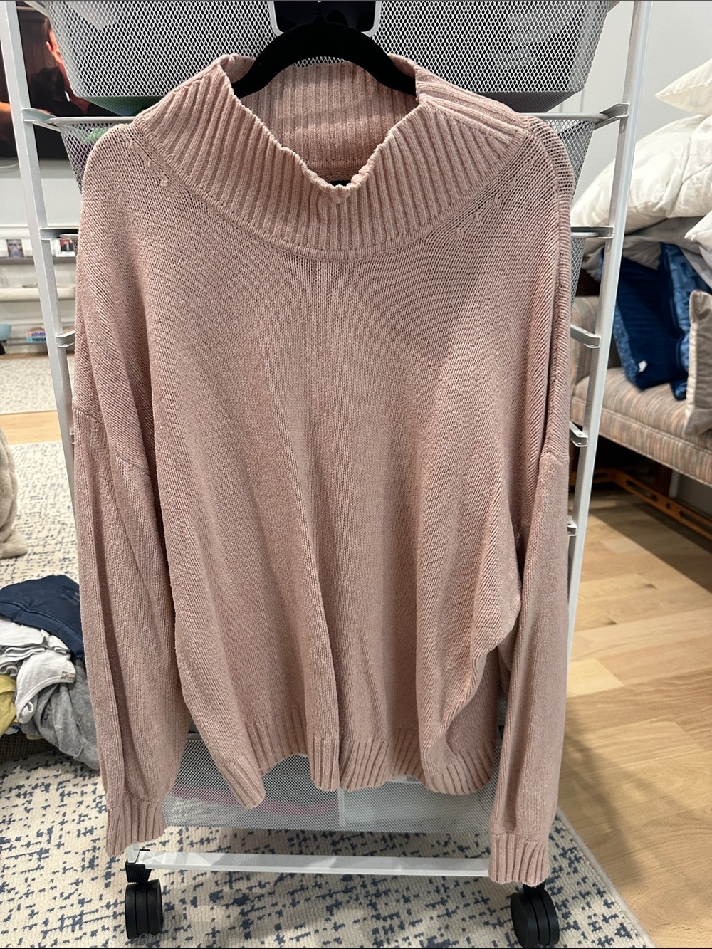 GAP Ribbed Cowl Neck Sweater - Dusty Rose